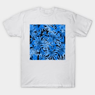 Blue Leaf Fashion Print T-Shirt